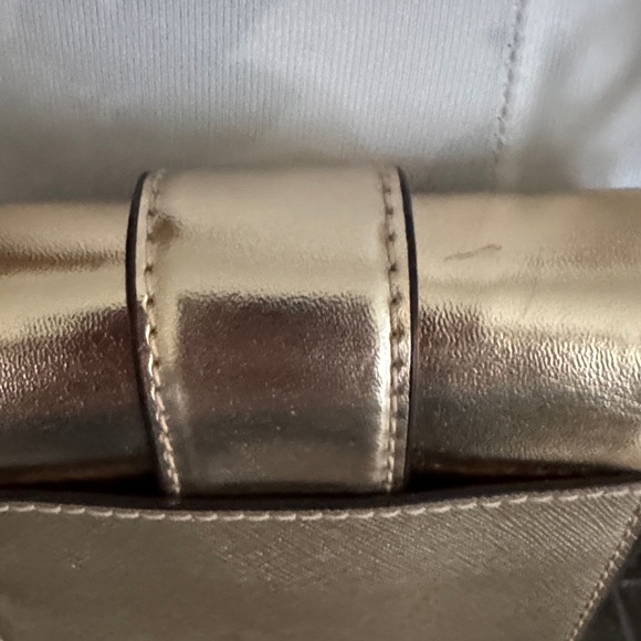 Michael Kors Carmen Logo Smartphone Gold Tone Crossbody Bag - Picture 5 of 7